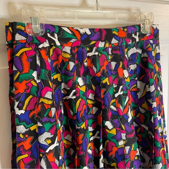 Chaus Petites Colorful Abstract Print Women's Pleated Midi Skirt Size 10 y2k - Picture 7 of 7